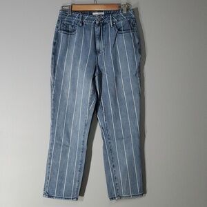 pacsun jeans women’s size 27 blue white Mom jean vertical stripes